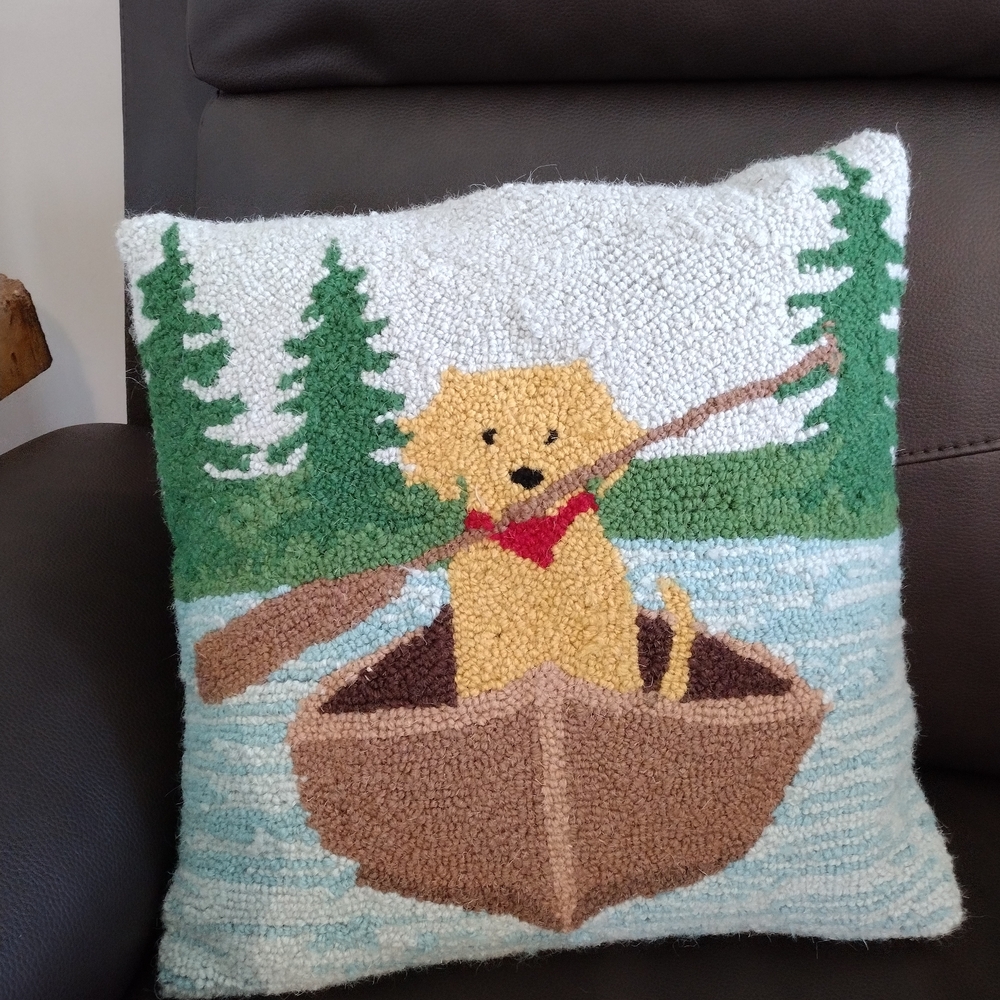 Dog in Canoe Decorative Throw Pillow